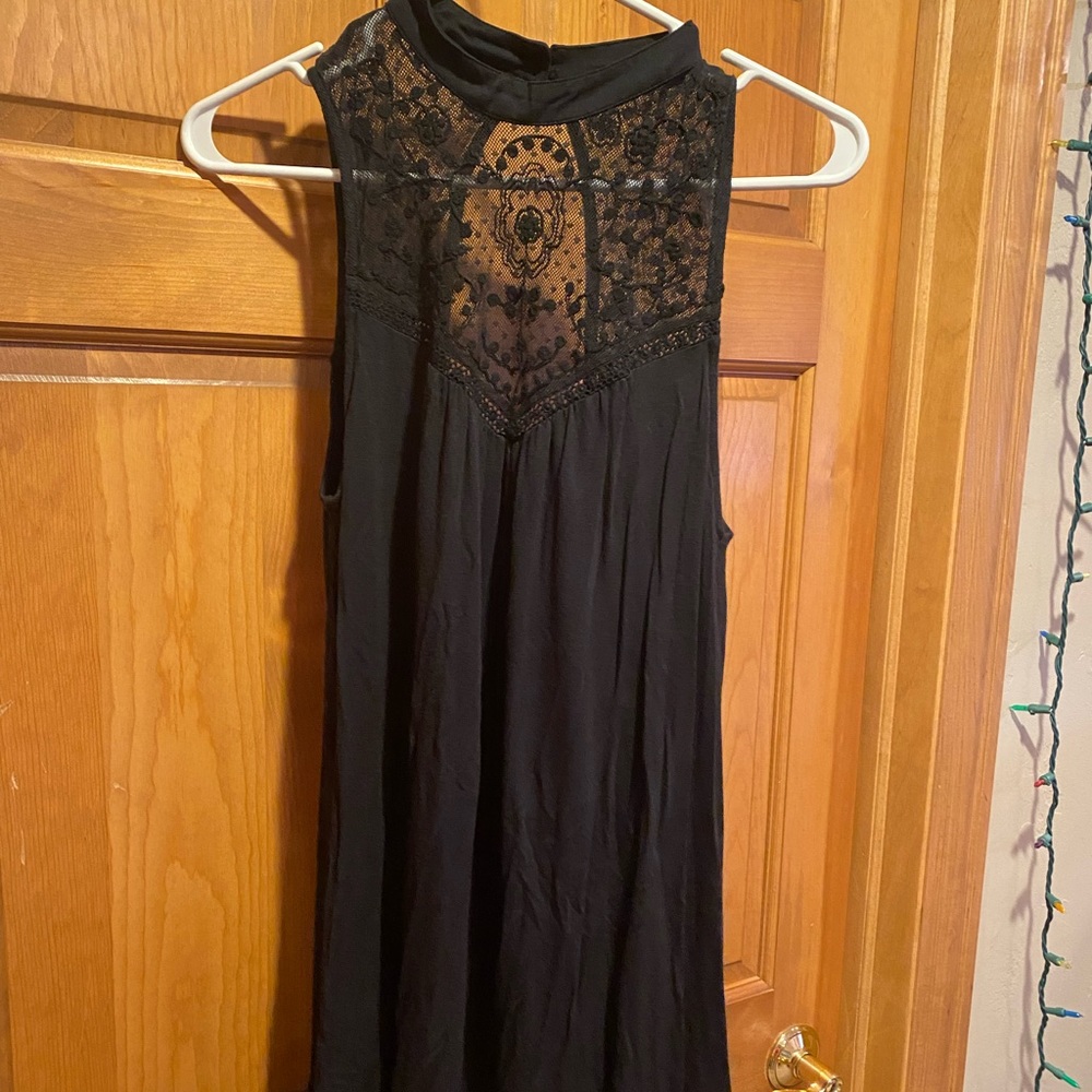 BLACK HIGH NECK LACE AMERICAN EAGLE DRESS
